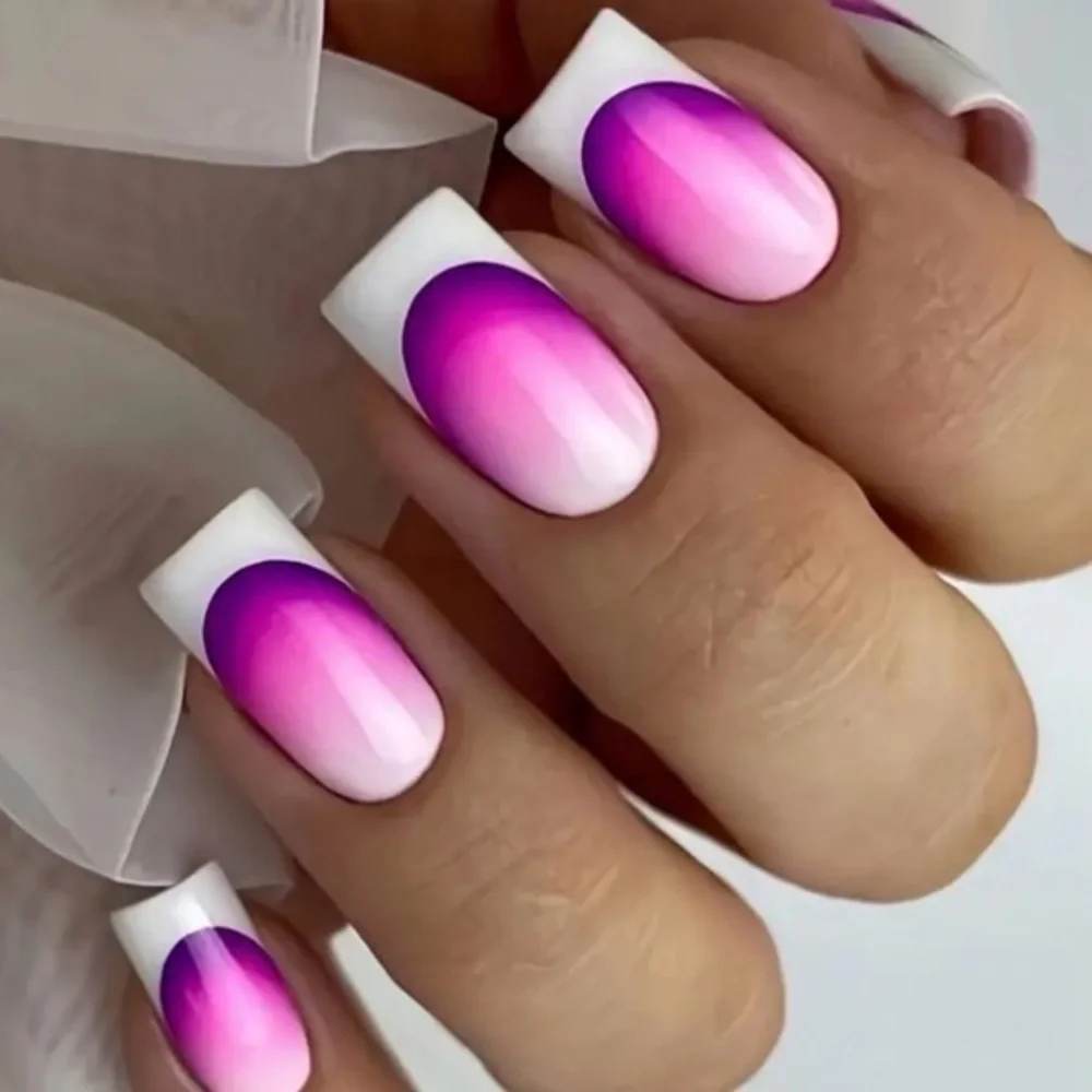 Pink & White Fake Press On Nails NWT